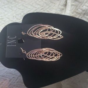 INC Navette Multi-Ring Drop Earrings Rose Gold
